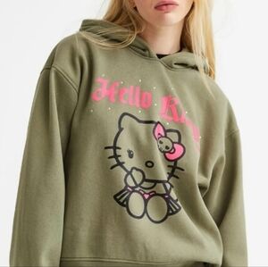 Hello Kitty Khaki Green  Hoodie Sz Small